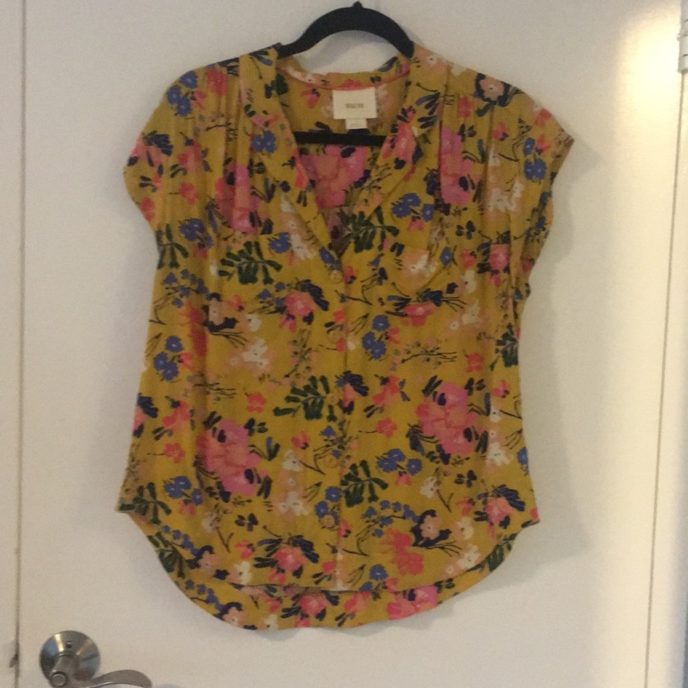 Yellow floral blouse